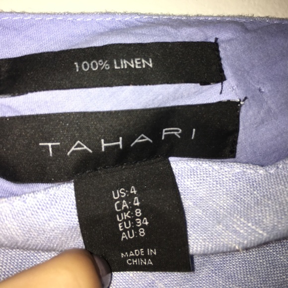 Tahari Linen Scalloped Neckline Dress - Picture 6 of 6